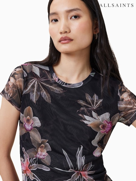 AllSaints Black Ellie Mesh T-Shirt (H50887) | AZN 113