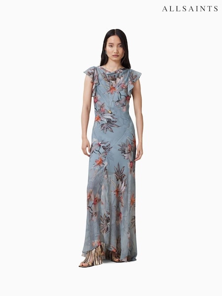 AllSaints Blue Flora Dress (H50892) | R$ 2.555