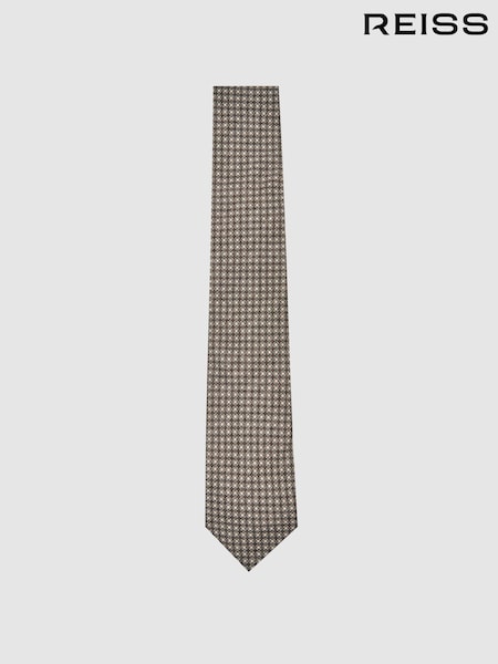Reiss Dark Sage Multi Nicolo Micro-Square Print Tie With Wool (H50984) | AED418