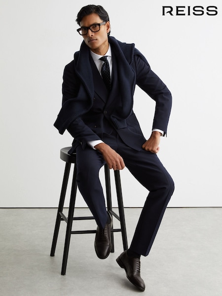 بني داكن - Reiss Rice Leather Lace Up Oxford Shoes (H50993) | ‏1٬235 ر.ق.