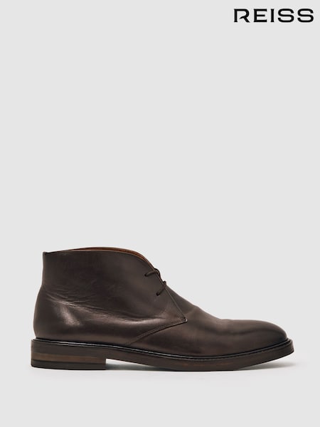 بني داكن - Reiss Clarkson Leather Lace-Up Chukka Boots (H50995) | ‏1٬382 ر.ق.