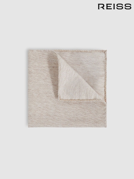 Reiss Oatmeal Dario Wool Silk Textured Pocket Square (H50997) | €55