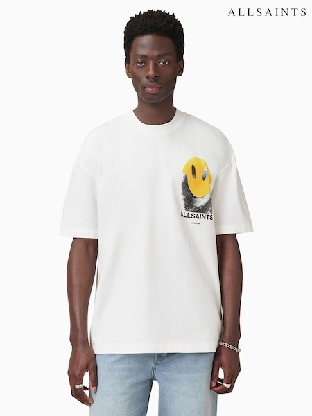 AllSaints White 100% Organic Cotton Party Wave Crew T-Shirt (H51003) | €78