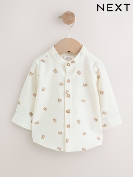 Ecru Bear Long Sleeve Grandad Collar All-Over Print Character Shirt (3mths-7yrs) (H51056) | 54 QAR - 64 QAR