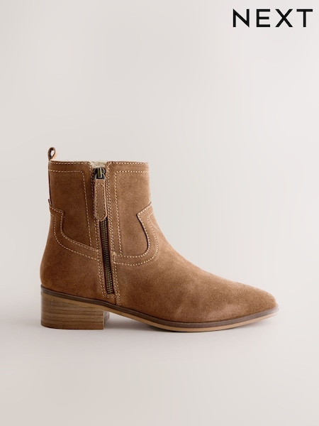 Tan Brown Suede Forever Comfort® Side Zip Ankle Boots (H51088) | R$ 565