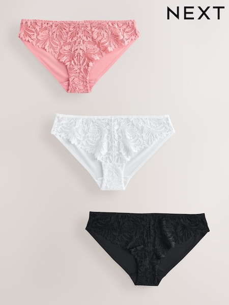 أسود/أبيض/ بيج لون الجسم - Lace Front NVPL Knickers 3 Pack (H51127) | ‏84 د.إ.‏
