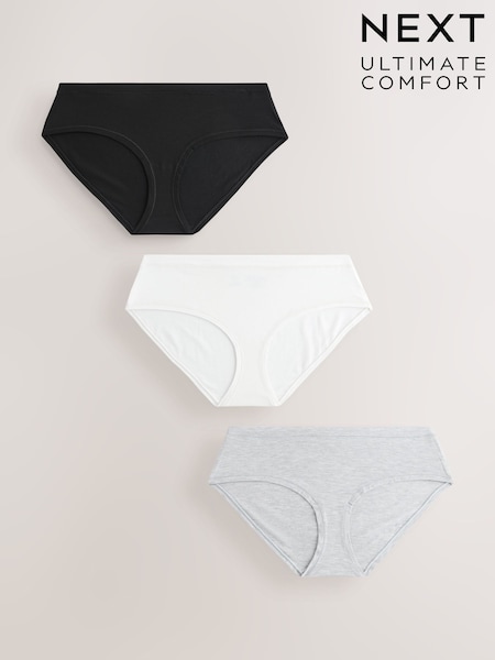 Black/Cream Short Ultimate Comfort Cotton Knickers 3 Pack (H51128) | ¥ 3,530