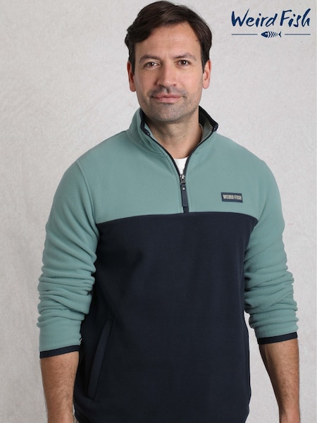 Weird Fish Blue Tristan Colour Block Micro Fleece (H51224) | ₪277