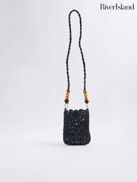 River Island Raffia Bead Phone Cross-Body Bag (H51331) | R$ 195