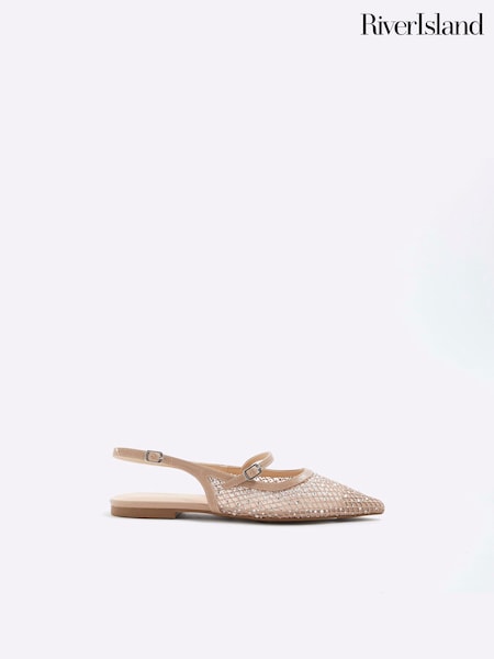 River Island Pink Cream Mesh Pointed Shoes (H51335) | €43