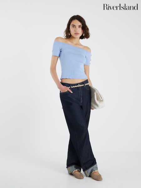 River Island Blue Plain Bardot Top (H51356) | R$ 295