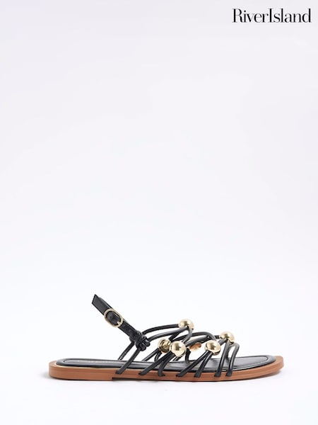 River Island Beaded Strappy Sandals (H51359) | R$ 375