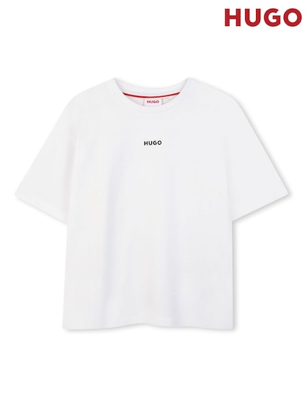 HUGO White Logo Short Sleeve T-Shirt (H51367) | 144 QAR - 193 QAR