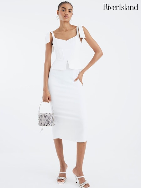 River Island Bow Corset Midi Dress (H51368) | ‏280 د.إ.‏