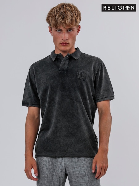 Religion Black Acid 100% Cotton Polo T-Shirt (H51406) | R$ 590