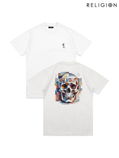 Religion White Abstract Graphic & Classic Core 100% Cotton T-Shirts 2 Pack (H51409) | AED320
