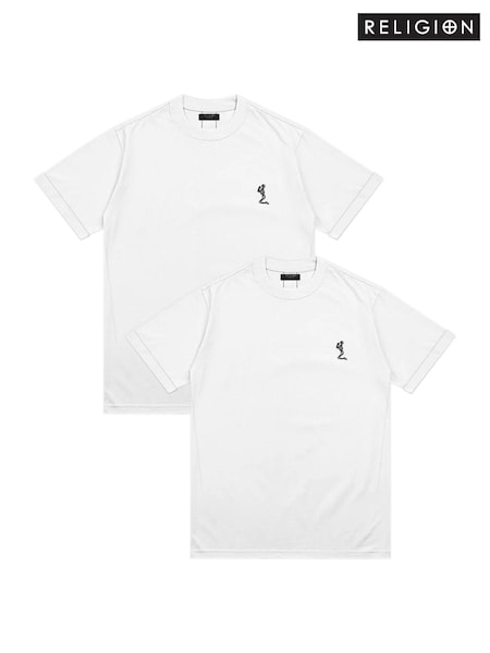 Religion White Essential Cuff 100% Cotton T-Shirts 2 Pack (H51419) | R$ 445