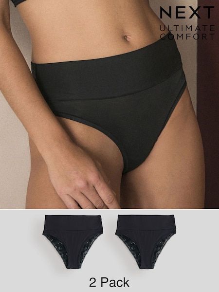 Schwarz - Ultimate Comfort Lace Trim Modal Knickers 2 Pack (H51421) | 26 €
