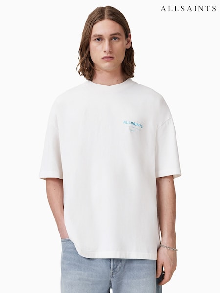 AllSaints Blue Light Underground Black/Blue Oversized Cotton Crew Neck T-Shirt (H51581) | AED344