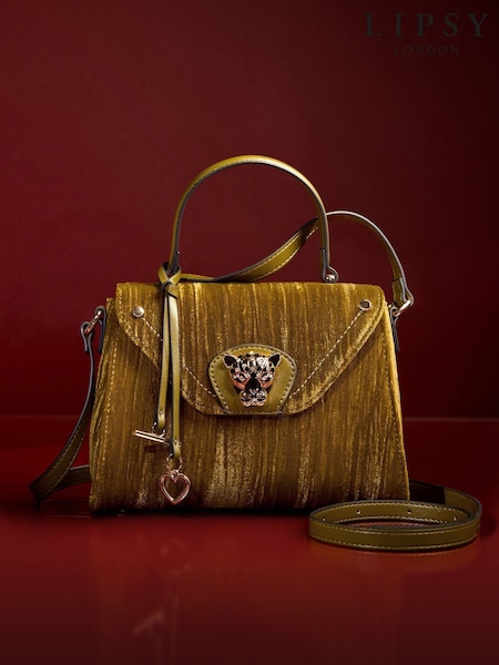 Lipsy Olive Green Velvet Mini Top Handle Tote Bag (H51817) | €66