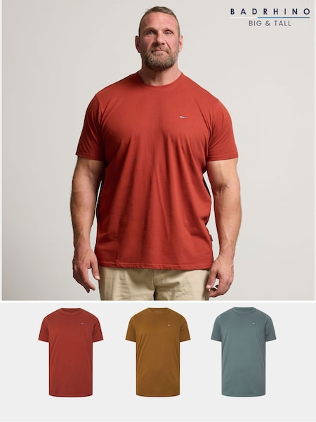 BadRhino Big & Tall Brown Plain 100% Cotton T-Shirts 3 Pack (H51869) | R$ 285