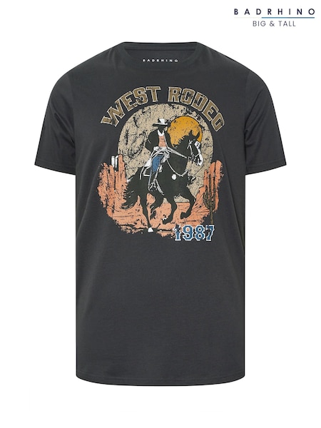 BadRhino Big & Tall Grey West Rodeo 100% Cotton T-Shirt (H51870) | €29