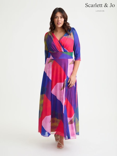 Scarlett & Jo Multi Verity Multi Colour Patchwork Print Maxi Gown (H51908) | 470 QAR
