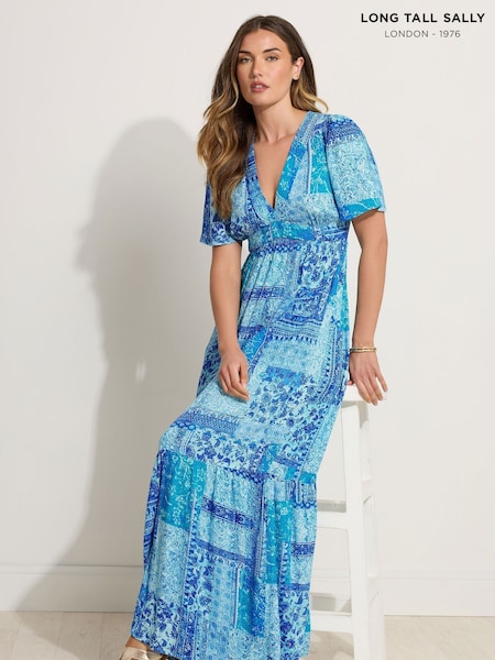 Long Tall Sally Blue Crinkle Maxi Dress (H51937) | R$ 385