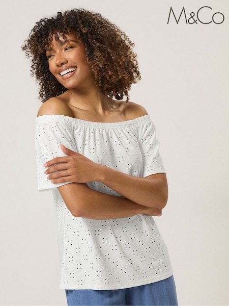 Blanco - M&Co Broderie Bardot Top (H51939) | 40 €