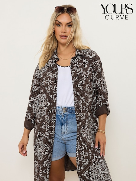 Yours Curve Brown Longline Shirt (H51941) | €39