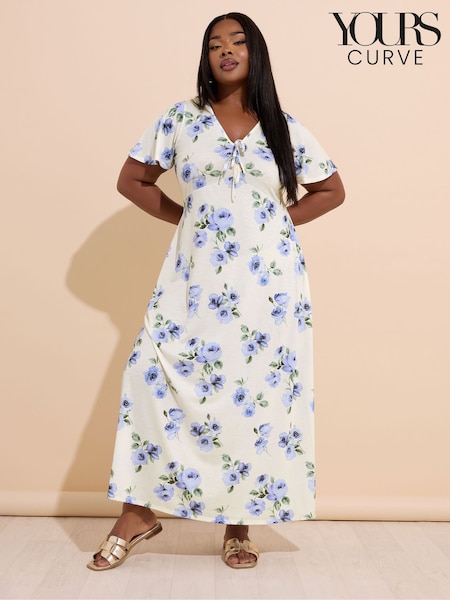 Yours Curve White Bow Front Dress (H51942) | R$ 365
