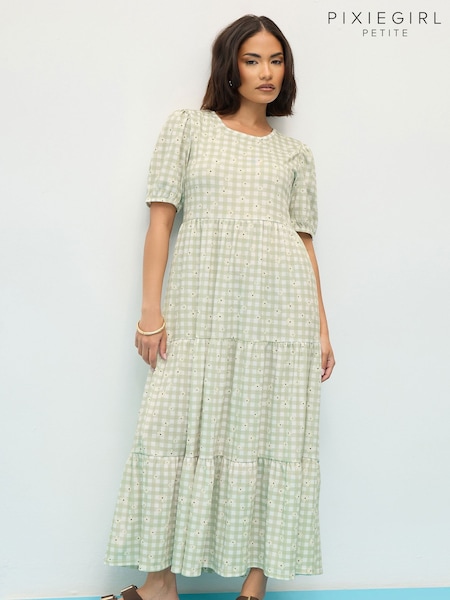 PixieGirl Petite Natural Gingham Tiered Dress (H51958) | 2,103 UAH