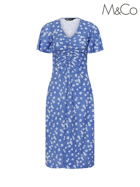 M&Co Blue Petite Flutter Sleeve Dress (H51959) | R$ 385