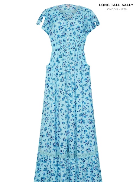 Long Tall Sally Blue Button Maxi Dress (H51964) | R$ 495