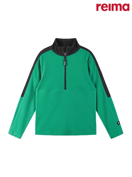 Reima Green Fleece Colourblock Quarter Zip Sweater Laduille (H51982) | AED233