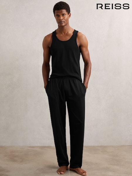Reiss Black Hugo Cotton Jersey Logo-Waistband Joggers with Stretch (H52007) | AED346