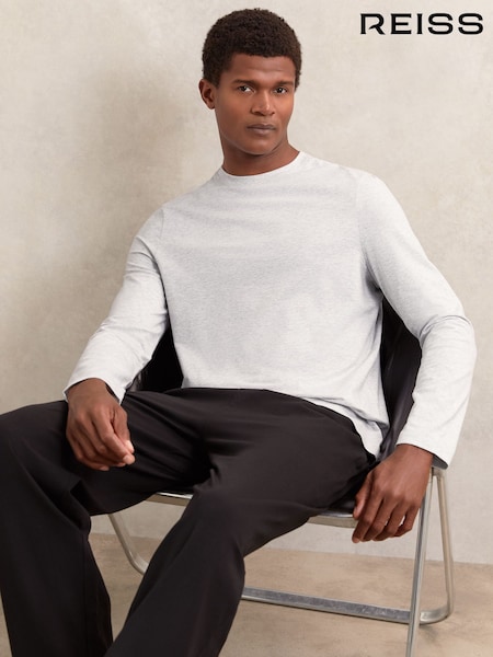 Reiss Soft Grey Exert Stretch-Cotton Loungewear T-Shirt (H52008) | AED274