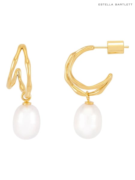 Estella Bartlett Gold Tone Molten Pearl Double Hoop Earrings (H52010) | AED262
