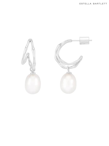 Estella Bartlett Molten Pearl Double Hoop Earrings (H52015) | €60