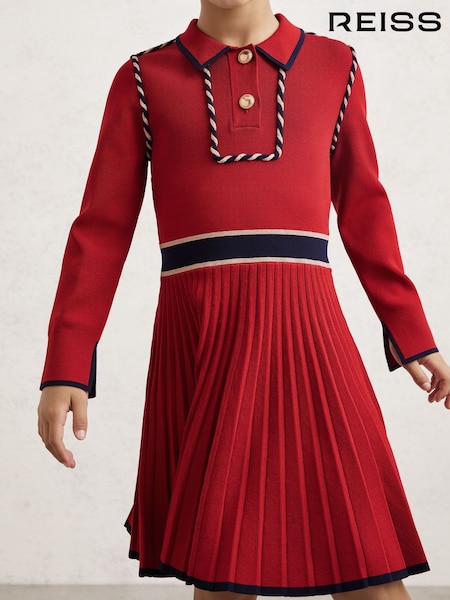 Reiss Red Freya Piped Knitted Skater Dress (H52163) | AED504