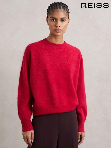 Reiss Red Misha Brushed Cashmere Crew Neck Jumper (H52180) | €325