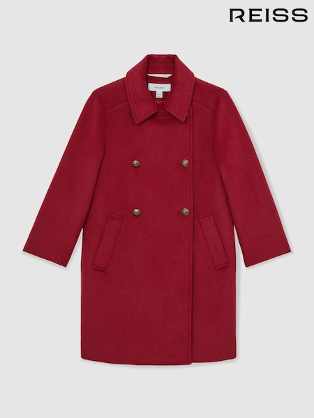 Reiss Red Mabel Wool Blend Double Breasted Coat (H52199) | AED922