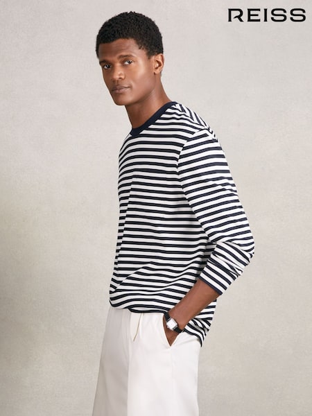 Reiss Kenny Striped Crew-Neck T-Shirt (H52212) | R$ 770