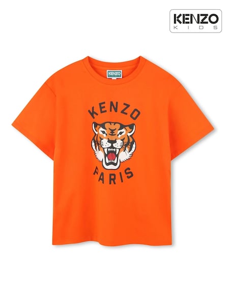 Kenzo Kids Tiger Graphic Logo Short Sleeve T-Shirt (H52229) | 322 QAR - 421 QAR