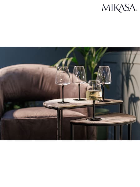 Mikasa Set of 4 Black Palermo Coloured Crystal White Wine Glass (H52263) | €40