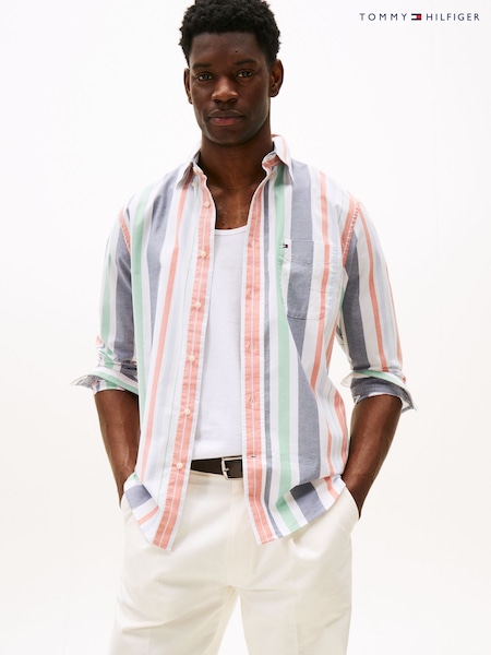 Tommy Hilfiger Orange Relaxed Stripe Oxford Shirt (H52298) | €146