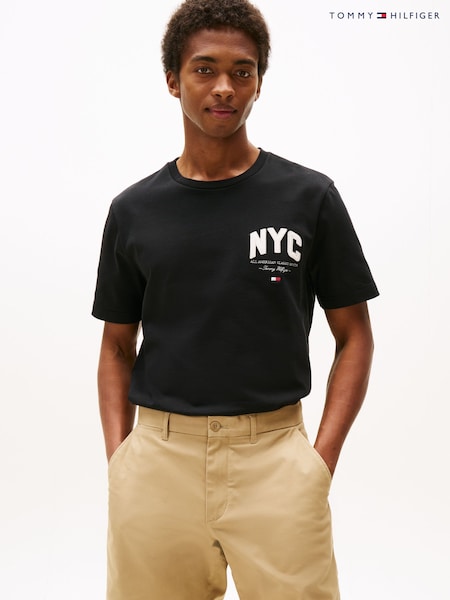Tommy Hilfiger Black Athleisure Logo Embroidery T-Shirt (H52306) | €86