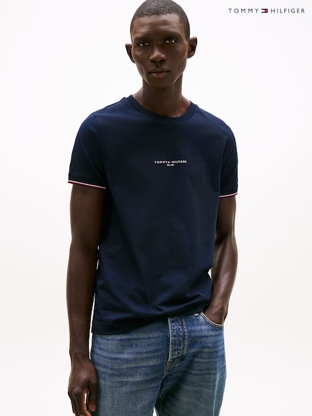 Tommy Hilfiger Blue Signature Tipped Slim Knit T-Shirt (H52410) | €72