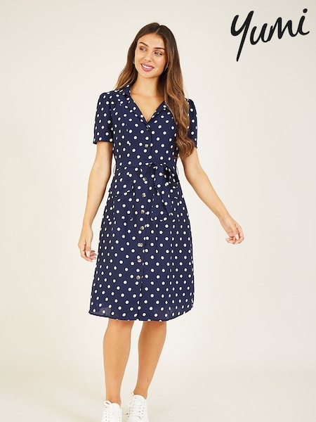 Yumi Spot Retro Shirt Dress (H52466) | 410 LEI