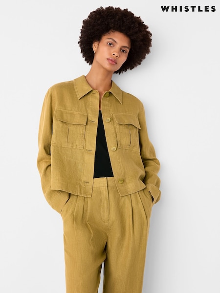 Whistles Green Abby Casual 100% Linen Jacket (H52488) | €168